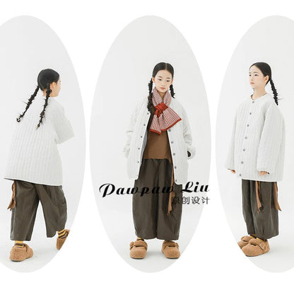 ショートコート・ジャケット・ジャンパー Pawpaw Liu | White Vertical Striped Quilted Jacket ホワイト ストライプ キルトジャケット【mh0020085】