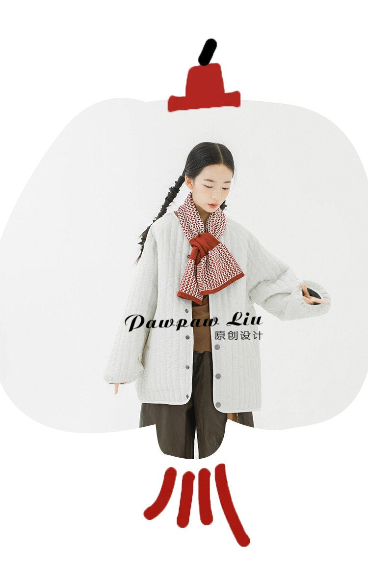 ショートコート・ジャケット・ジャンパー Pawpaw Liu | White Vertical Striped Quilted Jacket ホワイト ストライプ キルトジャケット【mh0020085】