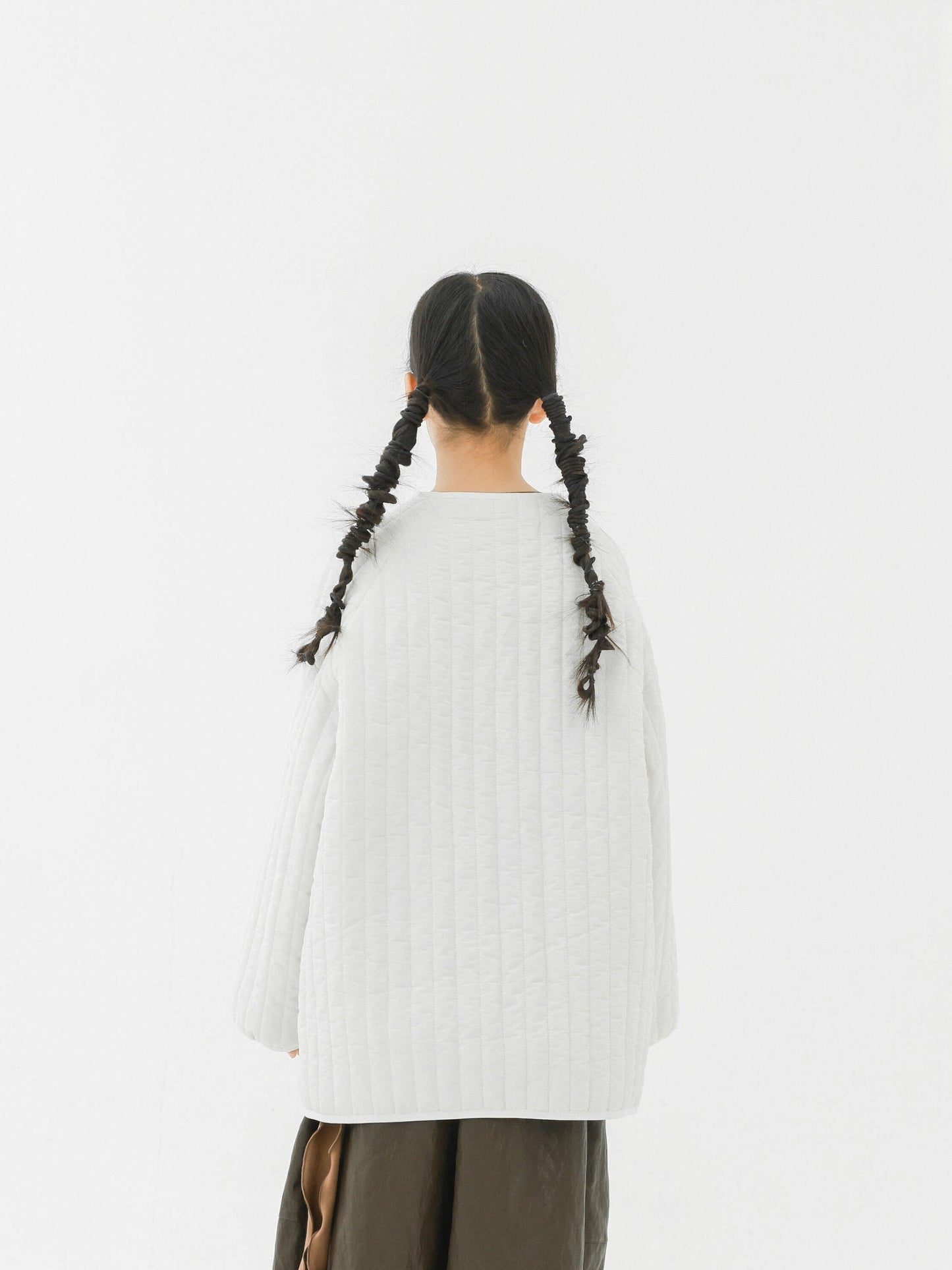 ショートコート・ジャケット・ジャンパー Pawpaw Liu | White Vertical Striped Quilted Jacket ホワイト ストライプ キルトジャケット【mh0020085】