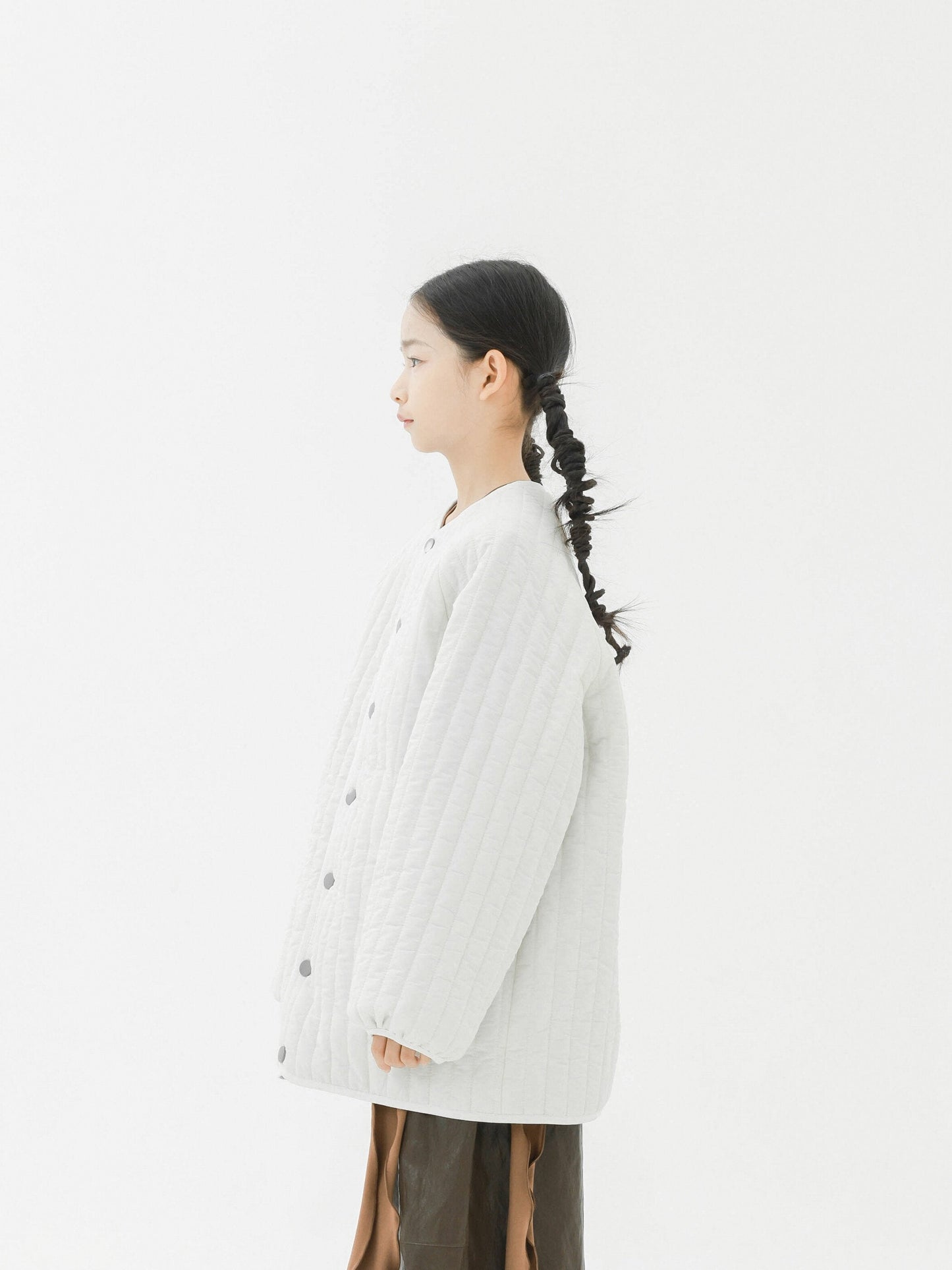 ショートコート・ジャケット・ジャンパー Pawpaw Liu | White Vertical Striped Quilted Jacket ホワイト ストライプ キルトジャケット【mh0020085】