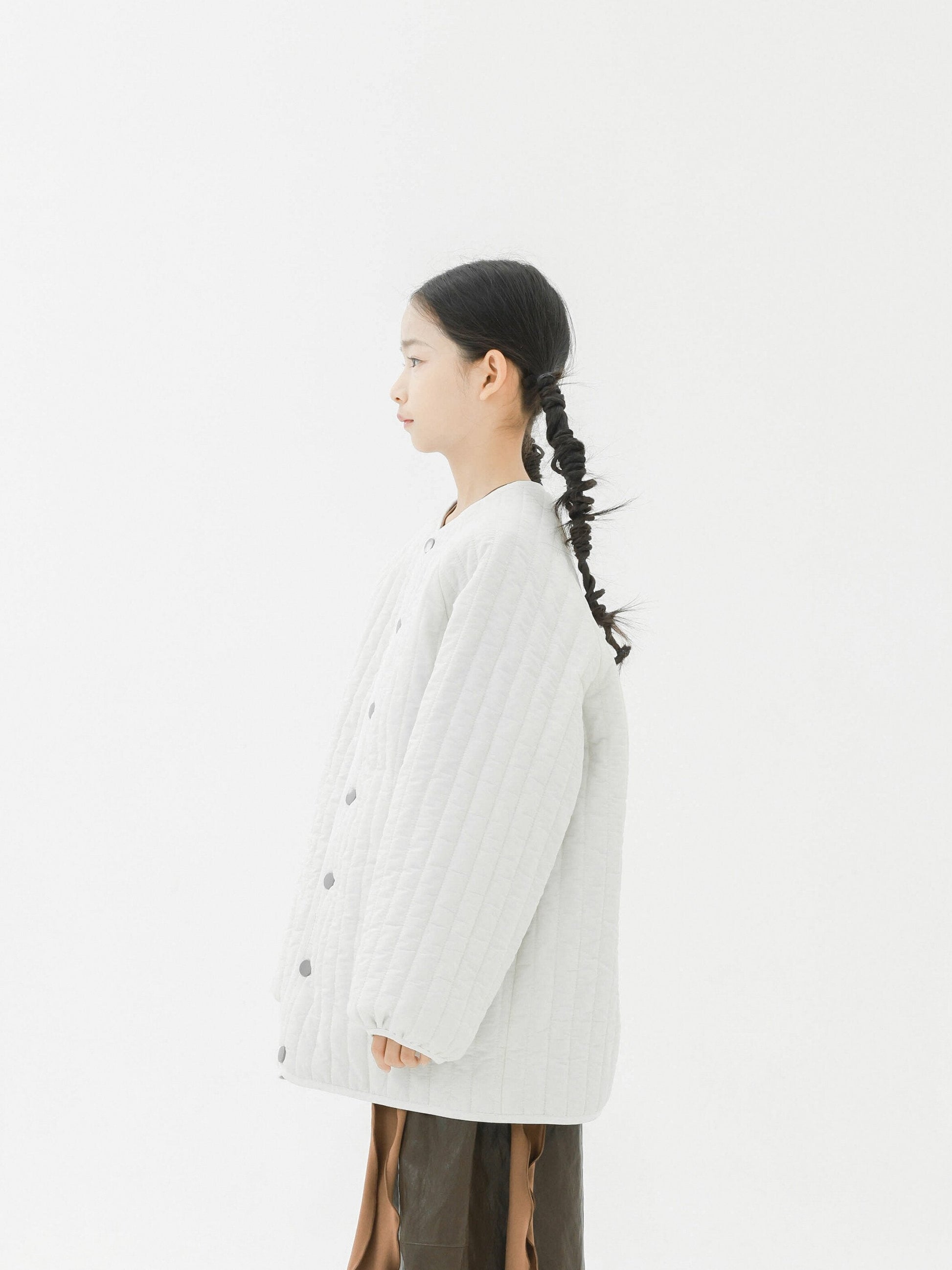 ショートコート・ジャケット・ジャンパー Pawpaw Liu | White Vertical Striped Quilted Jacket ホワイト ストライプ キルトジャケット【mh0020085】
