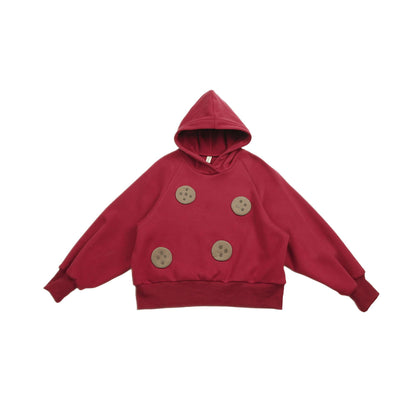 トレーナー・フーディ Red / L Pawpaw Liu | Plush Red Cookie Hoodie 裏ボア クッキー フーディー トレーナー【mh0020077】