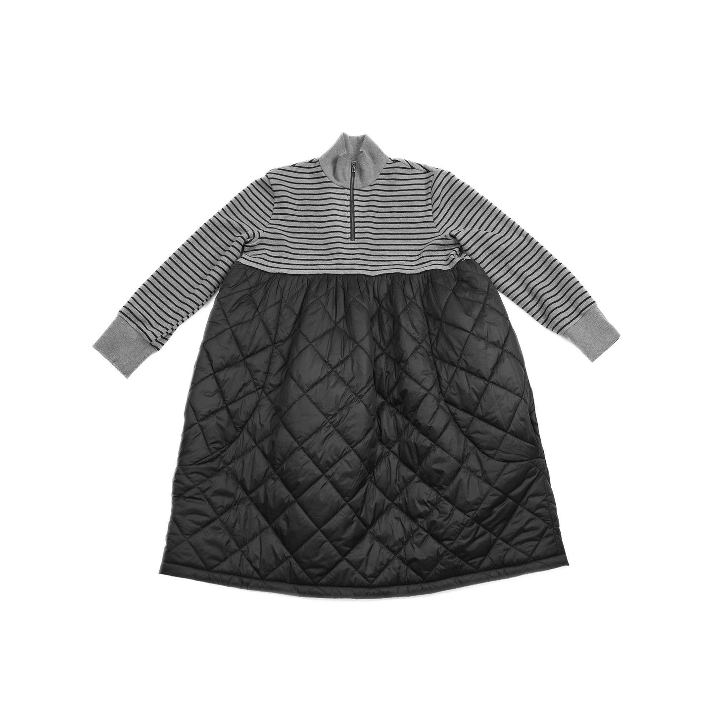 長袖ワンピース Stripe / L Pawpaw Liu | Striped Patchwork Cotton Dress ストライプ パッチワーク コットン ワンピース【mh0020076】