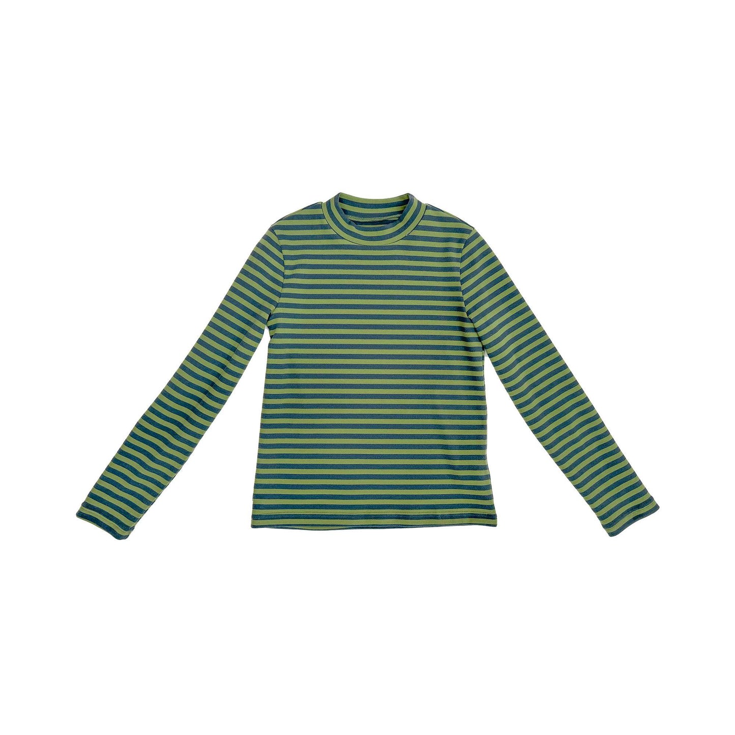 長袖Tシャツ Blue Green / L Pawpaw Liu | Blue Green Striped Base Shirt ブルーグリーン ボーダー 長袖 トップス【mh0020074】