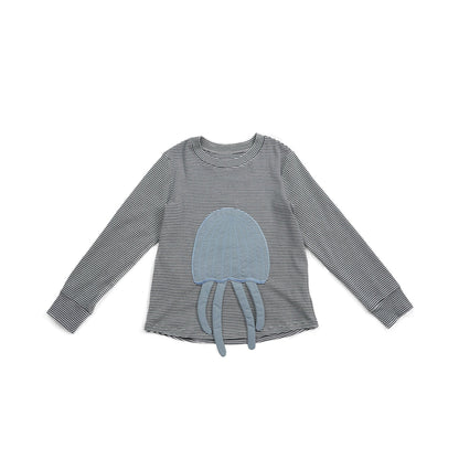 長袖Tシャツ Gray / L Pawpaw Liu | Gray Jellyfish Striped T-Shirt グレー クラゲ ストライプ Tシャツ【mh0020086】