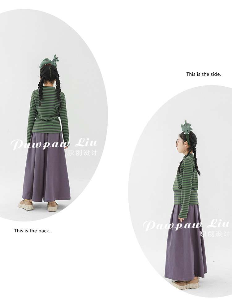 長袖Tシャツ Pawpaw Liu | Blue Green Striped Base Shirt ブルーグリーン ボーダー 長袖 トップス【mh0020074】