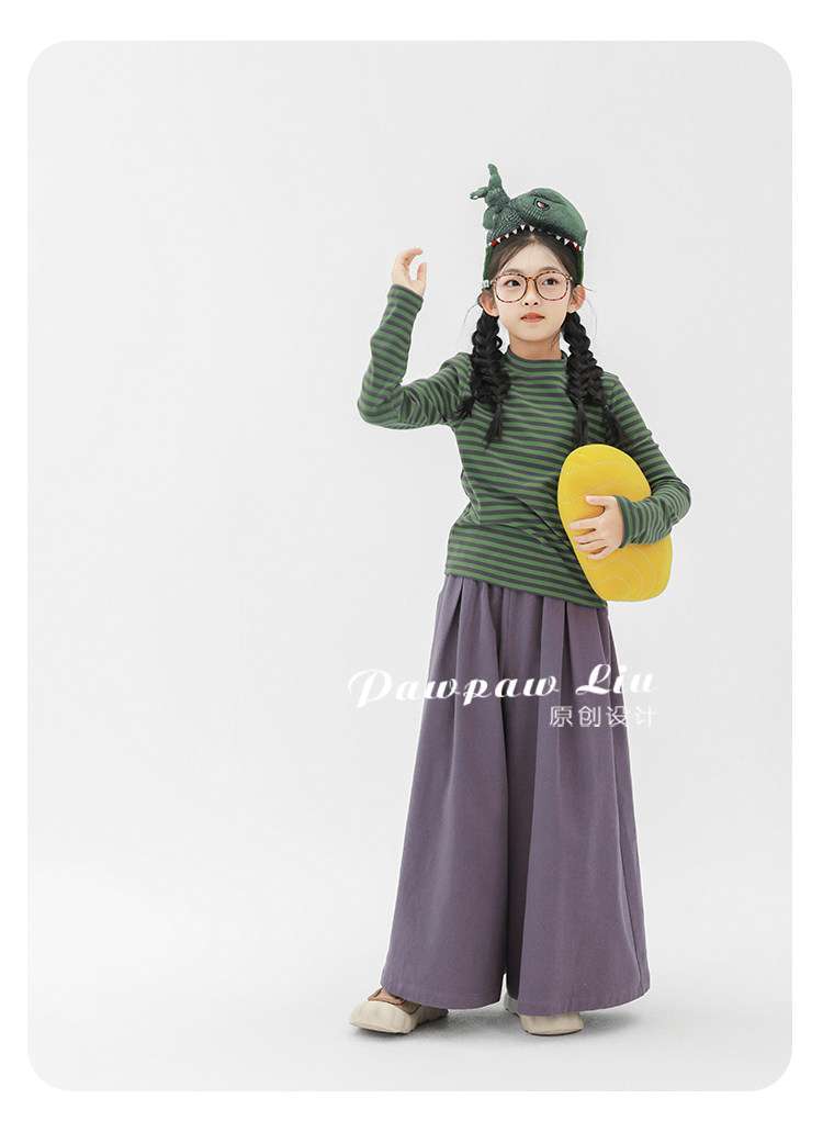 長袖Tシャツ Pawpaw Liu | Blue Green Striped Base Shirt ブルーグリーン ボーダー 長袖 トップス【mh0020074】