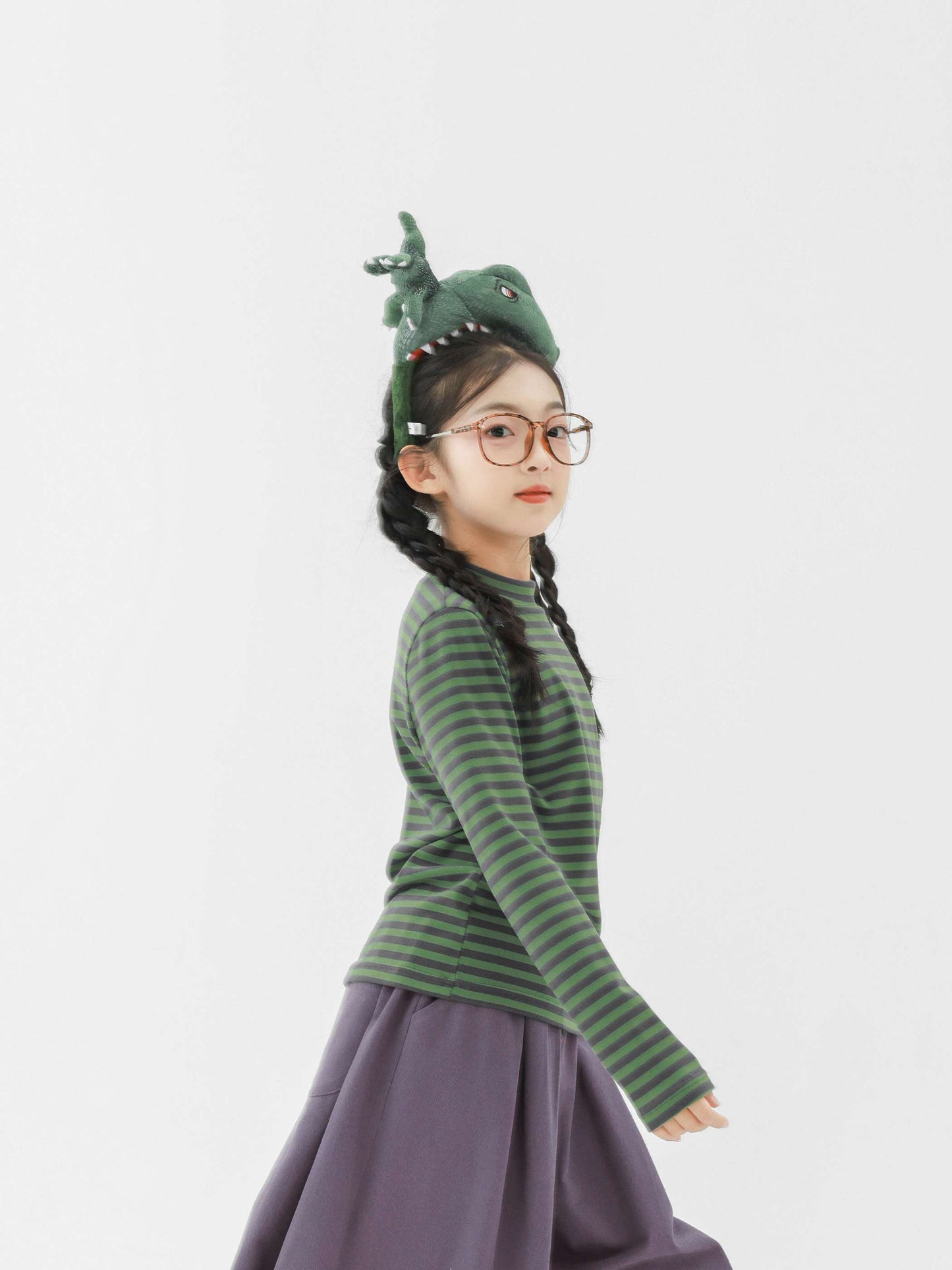 長袖Tシャツ Pawpaw Liu | Blue Green Striped Base Shirt ブルーグリーン ボーダー 長袖 トップス【mh0020074】