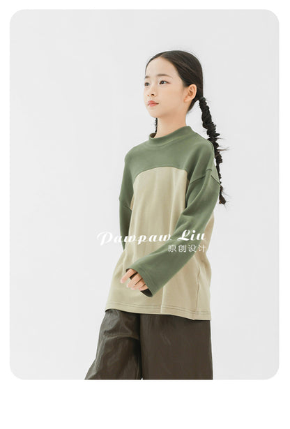 長袖Tシャツ Pawpaw Liu | Color Block Velvet Base Shirt パッチワークベロアトップス【mh0020065】