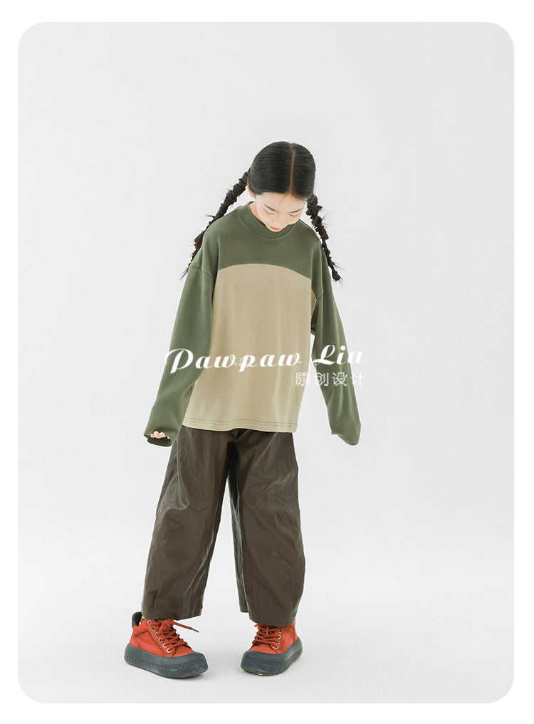 長袖Tシャツ Pawpaw Liu | Color Block Velvet Base Shirt パッチワークベロアトップス【mh0020065】