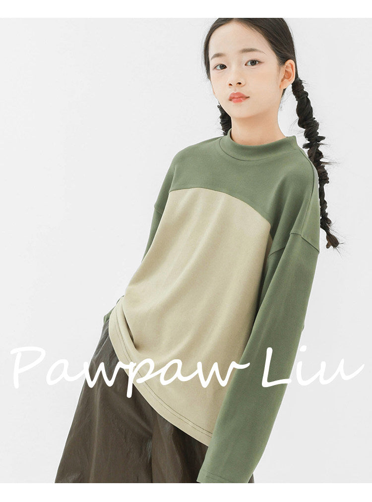 長袖Tシャツ Pawpaw Liu | Color Block Velvet Base Shirt パッチワークベロアトップス【mh0020065】