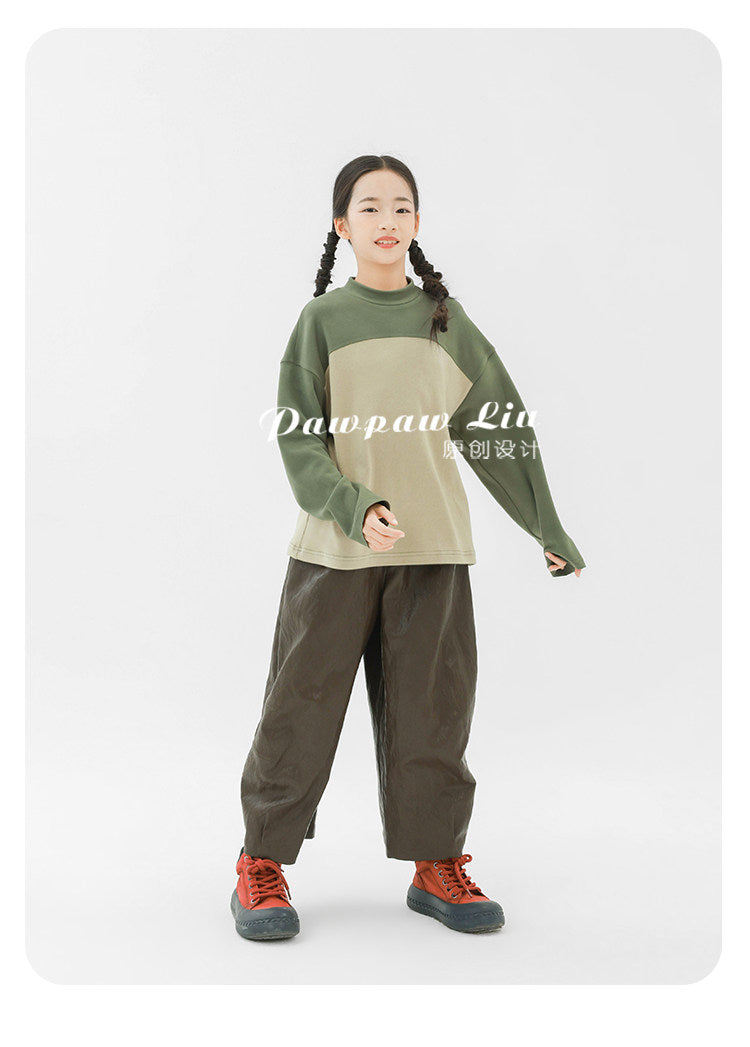 長袖Tシャツ Pawpaw Liu | Color Block Velvet Base Shirt パッチワークベロアトップス【mh0020065】