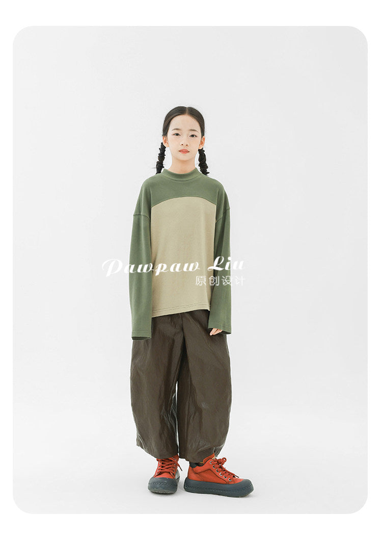 長袖Tシャツ Pawpaw Liu | Color Block Velvet Base Shirt パッチワークベロアトップス【mh0020065】