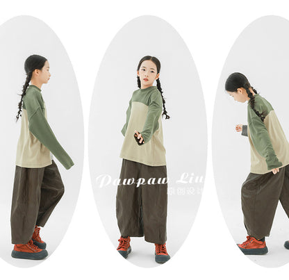 長袖Tシャツ Pawpaw Liu | Color Block Velvet Base Shirt パッチワークベロアトップス【mh0020065】