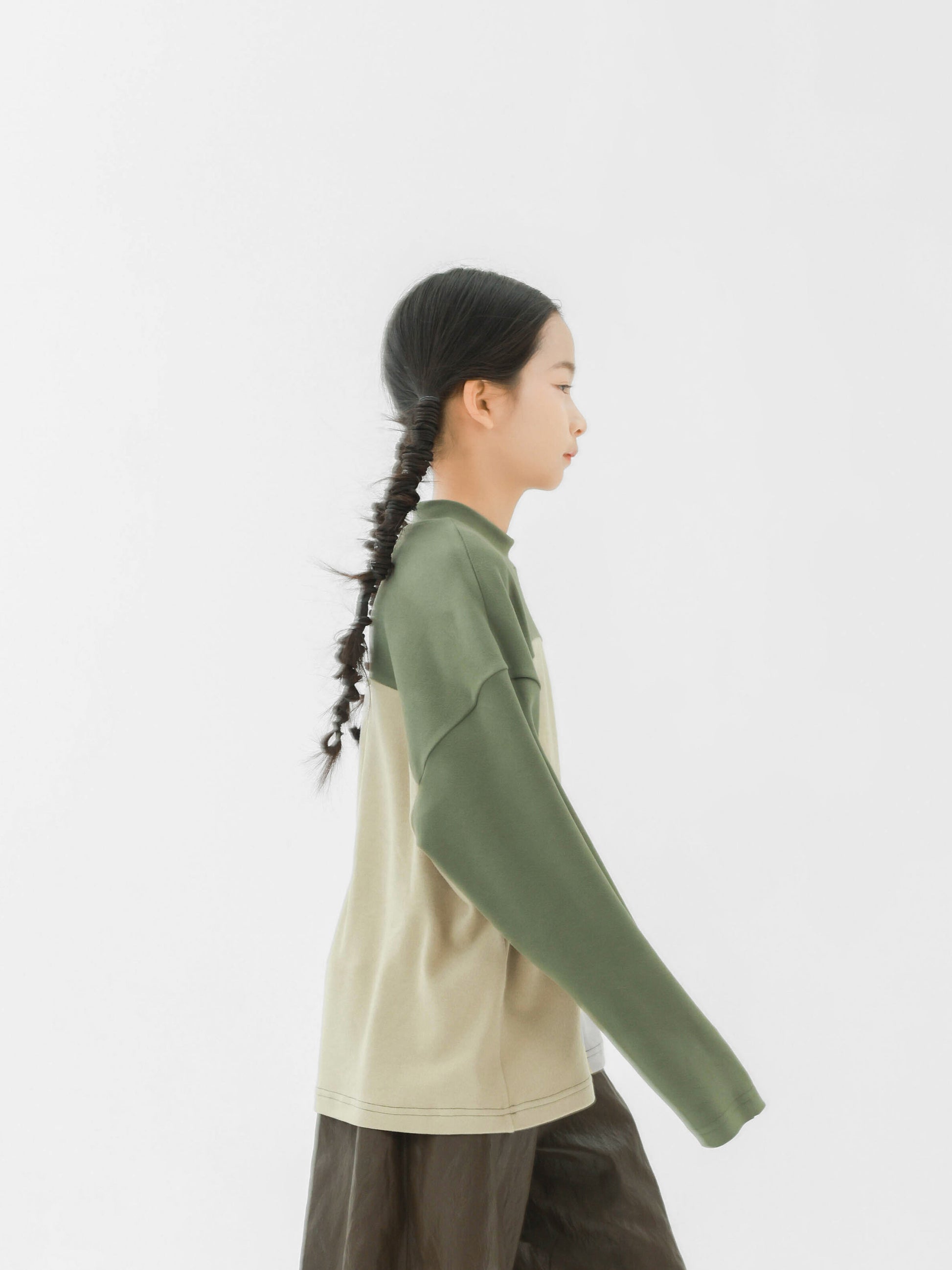 長袖Tシャツ Pawpaw Liu | Color Block Velvet Base Shirt パッチワークベロアトップス【mh0020065】