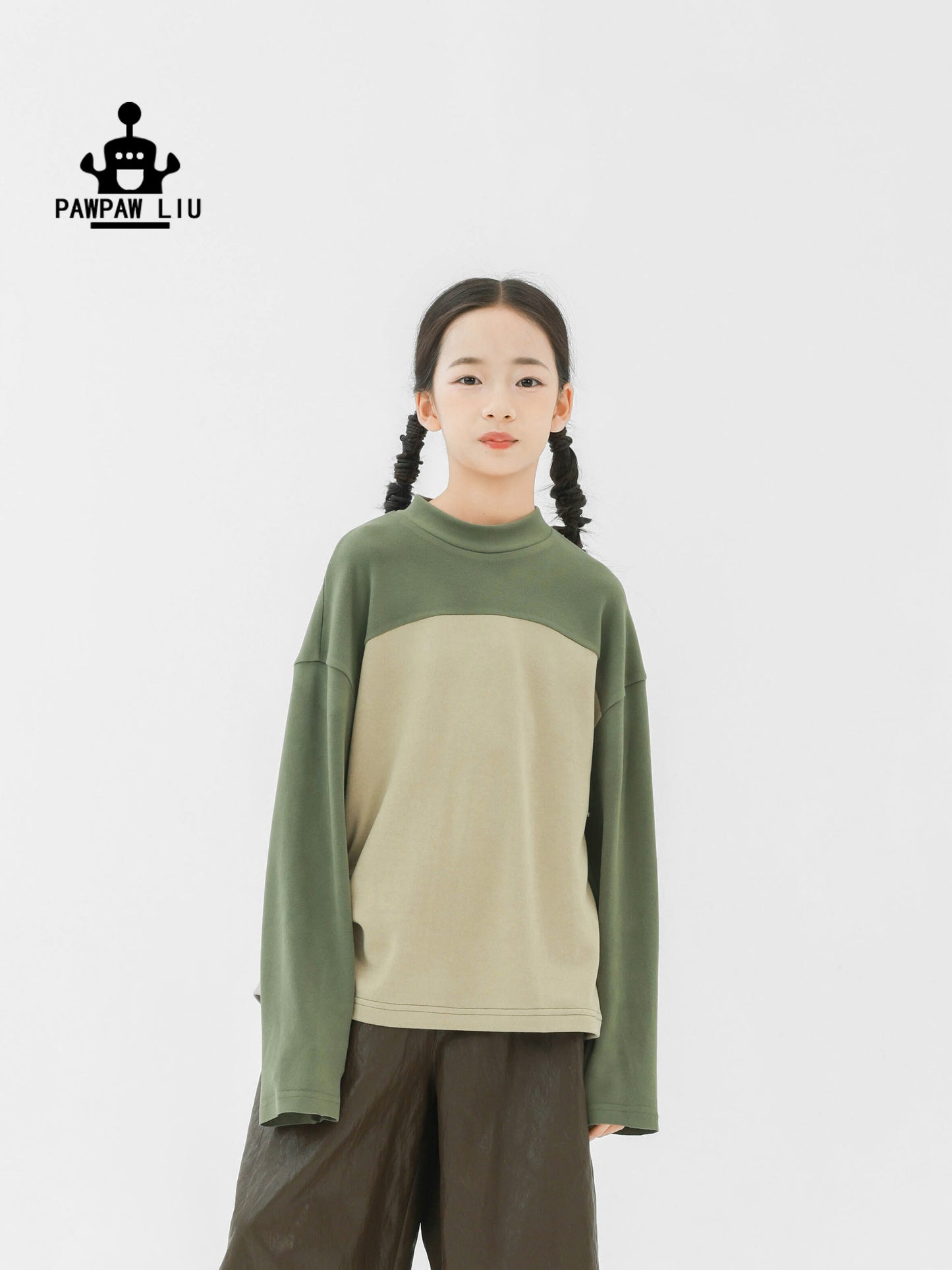 長袖Tシャツ Pawpaw Liu | Color Block Velvet Base Shirt パッチワークベロアトップス【mh0020065】
