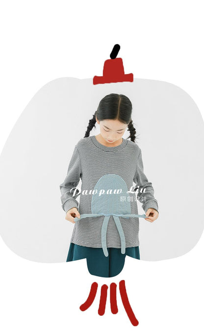 長袖Tシャツ Pawpaw Liu | Gray Jellyfish Striped T-Shirt グレー クラゲ ストライプ Tシャツ【mh0020086】