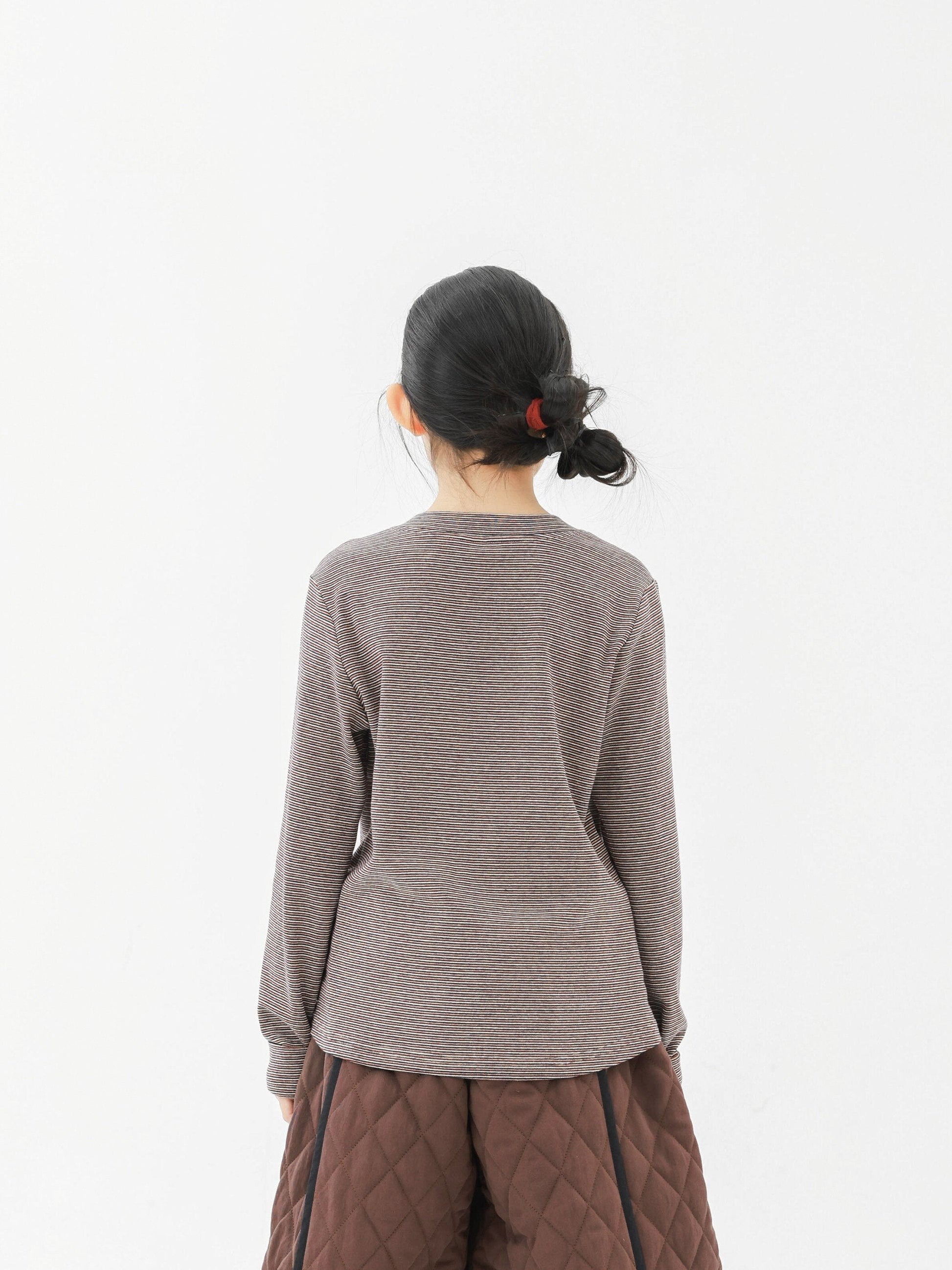 長袖Tシャツ Pawpaw Liu | Gray Jellyfish Striped T-Shirt グレー クラゲ ストライプ Tシャツ【mh0020086】