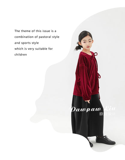 長袖Tシャツ Pawpaw Liu | Red Gold Velvet Long Sleeve T-Shirt ベロア ベルベット 長袖 Tシャツ【mh0020072】