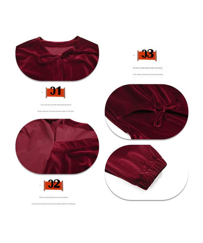 長袖Tシャツ Pawpaw Liu | Red Gold Velvet Long Sleeve T-Shirt ベロア ベルベット 長袖 Tシャツ【mh0020072】