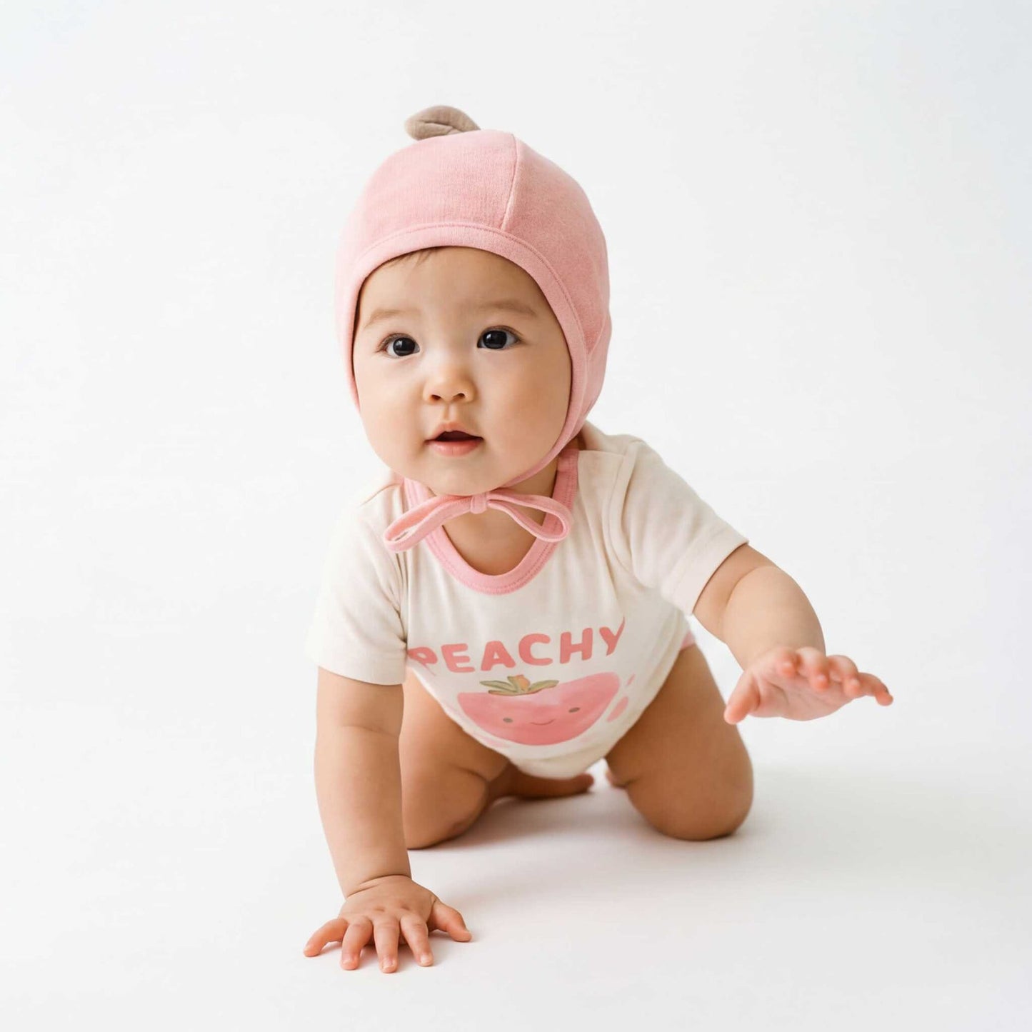 Peach Print Short Sleeve Jumpsuit ピーチプリント 半袖 ロンパース【mh0012229】 TOMMY'S GIFTS 半袖ロンパース