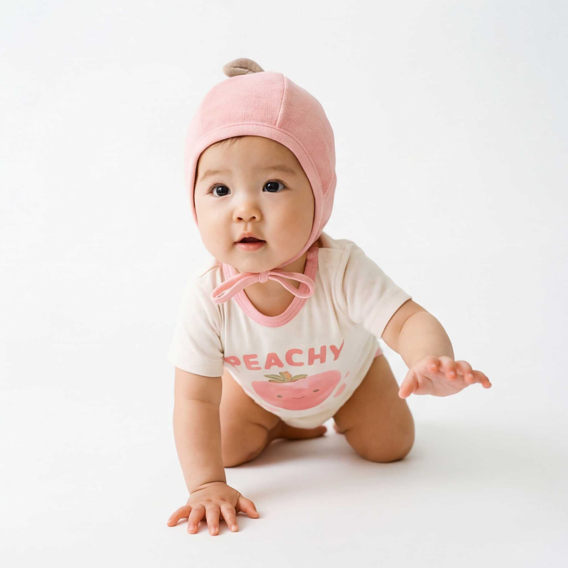 Peach Print Short Sleeve Jumpsuit ピーチプリント 半袖 ロンパース【mh0012229】 TOMMY'S GIFTS 半袖ロンパース