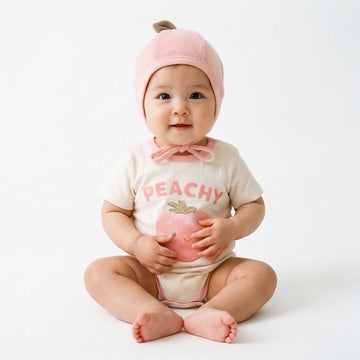 Peach Print Short Sleeve Jumpsuit ピーチプリント 半袖 ロンパース【mh0012229】 TOMMY'S GIFTS 半袖ロンパース