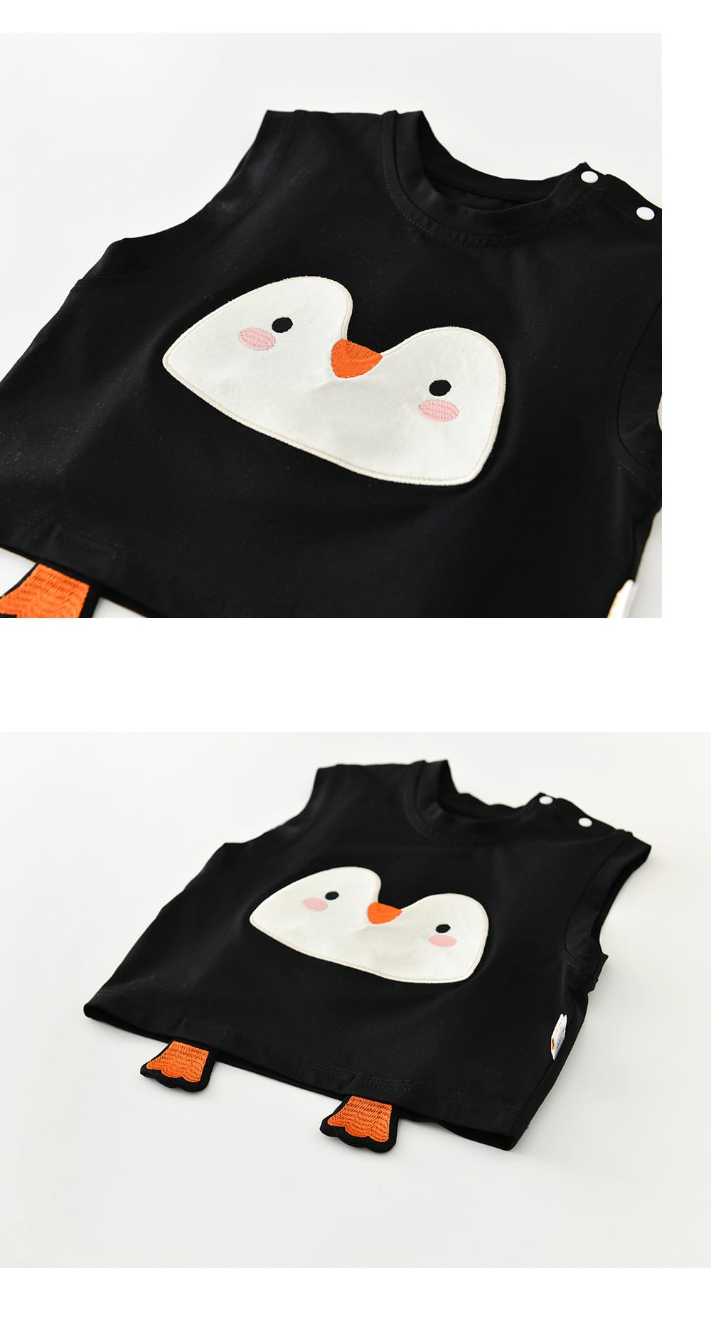 Penguin Applique Sleeveless Set ボーダー ノースリーブTシャツ セット【mh0012846】 ABNN ノースリーブセットアップ