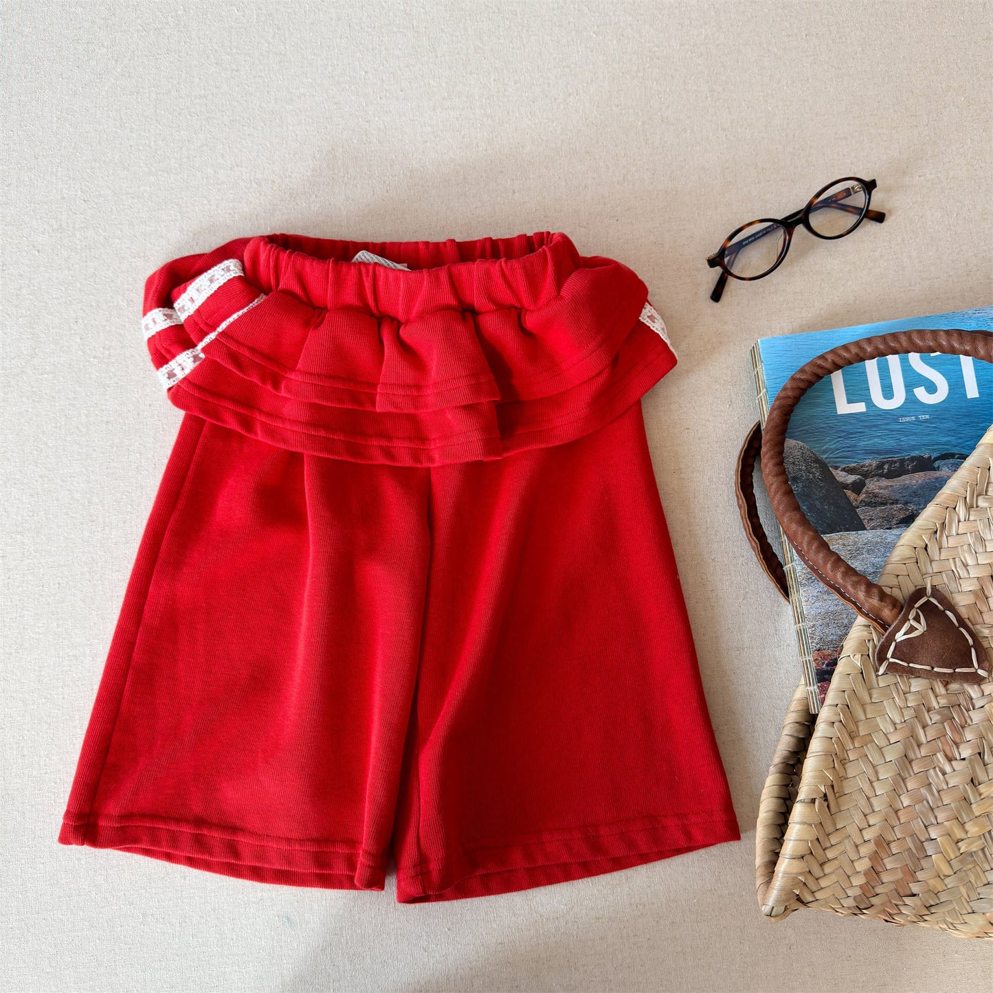 Peplum Frill Sweatpants ペプラム フリル スウェットパンツ【mh0012468】 Red / 80cm ADbaby ロングパンツ・スウェットパンツ
