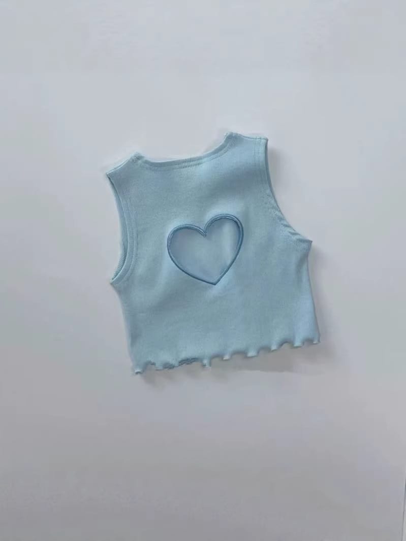 Personalized Love Embroidery Top ハート 刺繍 ノースリーブTシャツ【mh0012901】 yi nian ni タンクトップ・キャミソール・ノースリーブトップス