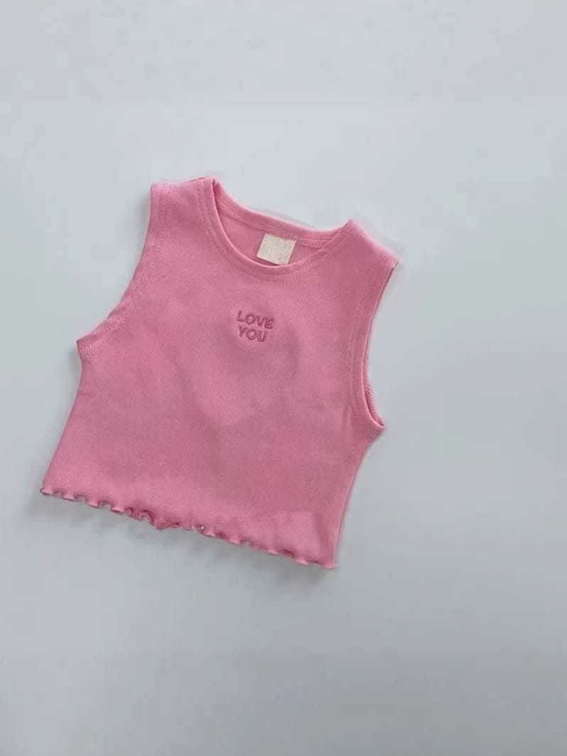 Personalized Love Embroidery Top ハート 刺繍 ノースリーブTシャツ【mh0012901】 yi nian ni タンクトップ・キャミソール・ノースリーブトップス