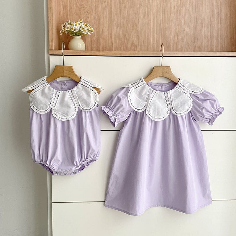 Petal Collar Romper Puff Sleeve Dress ラッフル ロンパース ミモレ丈ワンピース【mh0013158】 Aeg babyi ノースリーブロンパース