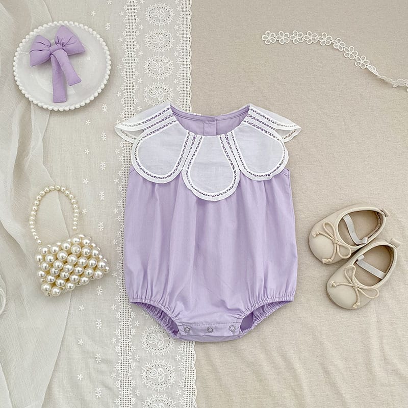 Petal Collar Romper Puff Sleeve Dress ラッフル ロンパース ミモレ丈ワンピース【mh0013158】 Aeg babyi ノースリーブロンパース