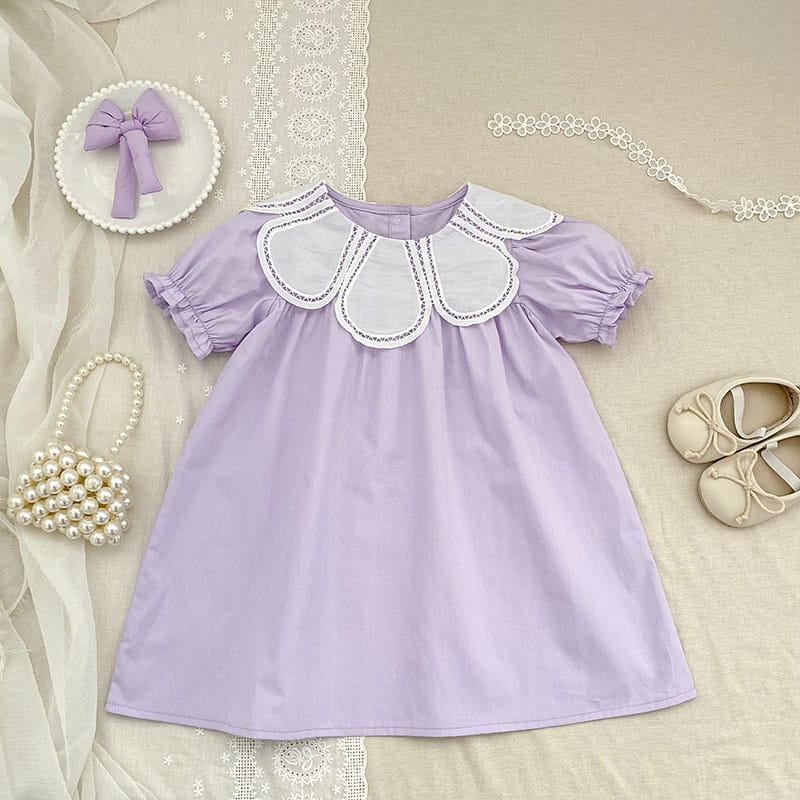 Petal Collar Romper Puff Sleeve Dress ラッフル ロンパース ミモレ丈ワンピース【mh0013158】 Aeg babyi ノースリーブロンパース
