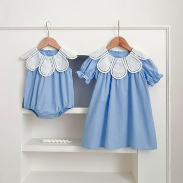 Petal Collar Romper Puff Sleeve Dress ラッフル ロンパース ミモレ丈ワンピース【mh0013158】 Aeg babyi ノースリーブロンパース