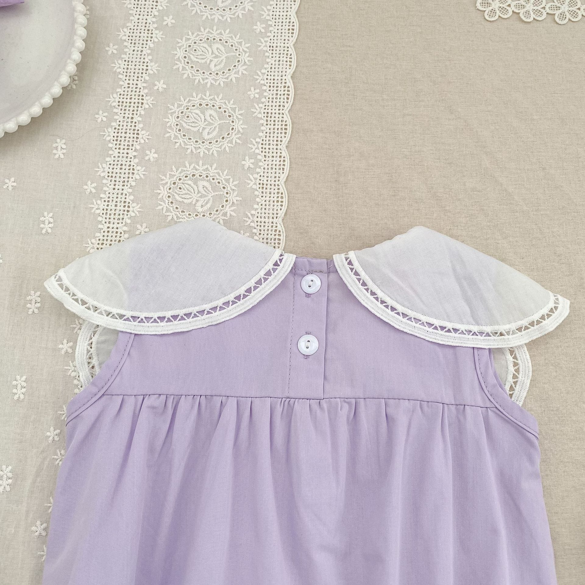 Petal Collar Romper Puff Sleeve Dress ラッフル ロンパース ミモレ丈ワンピース【mh0013158】 Aeg babyi ノースリーブロンパース