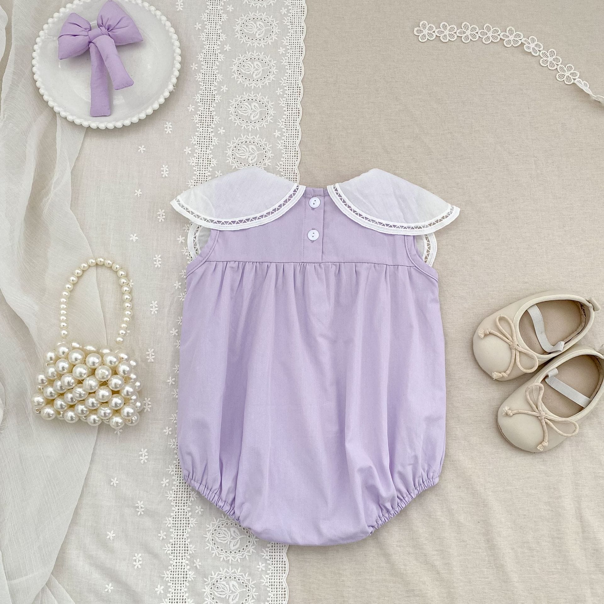 Petal Collar Romper Puff Sleeve Dress ラッフル ロンパース ミモレ丈ワンピース【mh0013158】 Aeg babyi ノースリーブロンパース