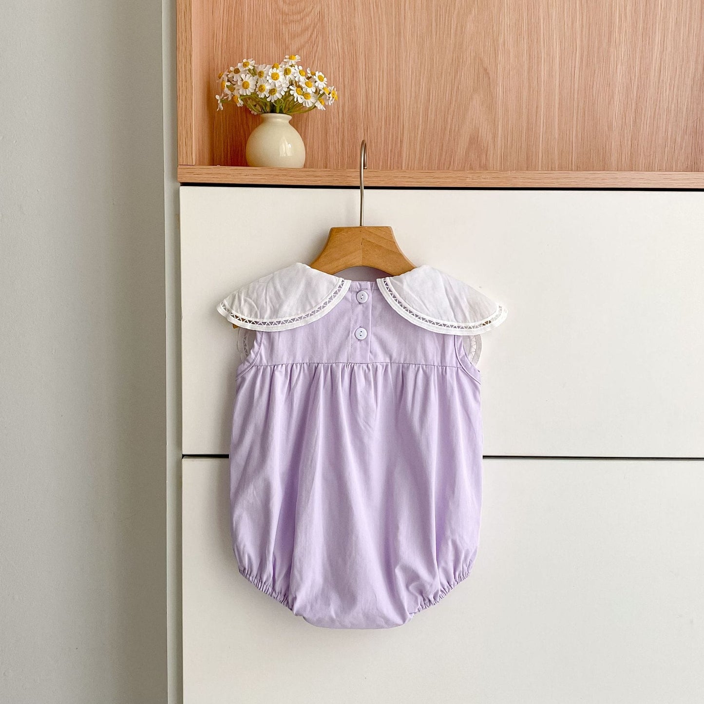 Petal Collar Romper Puff Sleeve Dress ラッフル ロンパース ミモレ丈ワンピース【mh0013158】 Aeg babyi ノースリーブロンパース