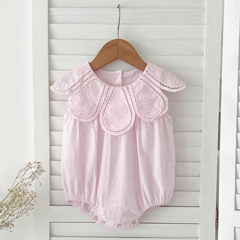 Petal Collar Romper Puff Sleeve Dress ラッフル ロンパース ミモレ丈ワンピース【mh0013158】 Pink Rompers / 66cm Aeg babyi ノースリーブロンパース