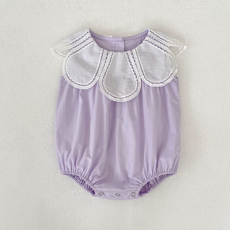 Petal Collar Romper Puff Sleeve Dress ラッフル ロンパース ミモレ丈ワンピース【mh0013158】 Purple Rompers / 66cm Aeg babyi ノースリーブロンパース