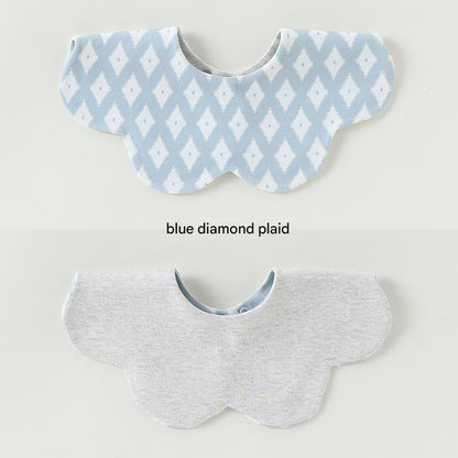 Petal Reversible Bib 花びら スタイ【mh0012329】 Blue diamond checkered Beitaoya