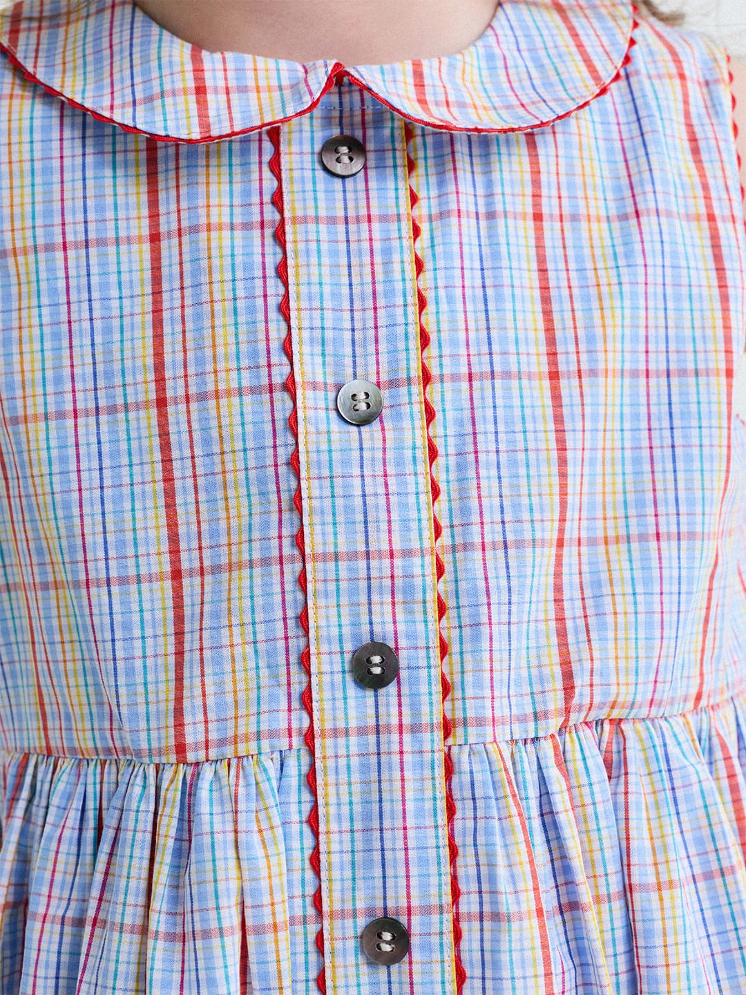 Peter Pan Collar Plaid Dress ラウンドカラー ノースリーブワンピース【mh0013177】 yunerma ノースリーブワンピース