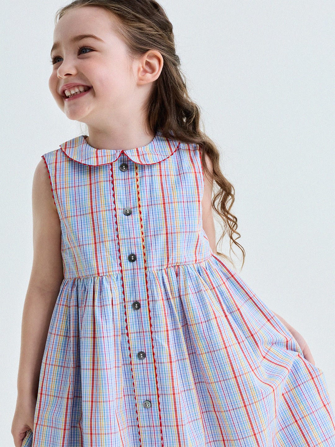 Peter Pan Collar Plaid Dress ラウンドカラー ノースリーブワンピース【mh0013177】 yunerma ノースリーブワンピース