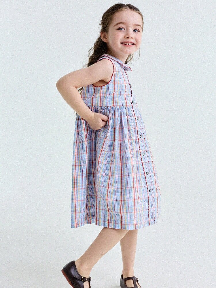 Peter Pan Collar Plaid Dress ラウンドカラー ノースリーブワンピース【mh0013177】 yunerma ノースリーブワンピース