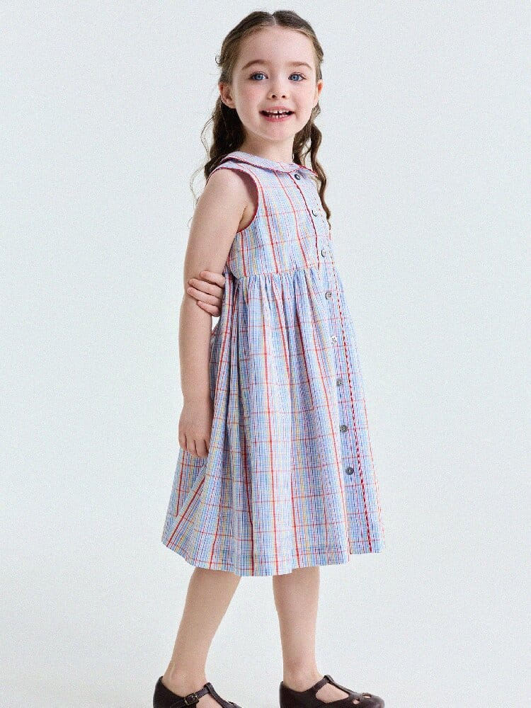 Peter Pan Collar Plaid Dress ラウンドカラー ノースリーブワンピース【mh0013177】 yunerma ノースリーブワンピース