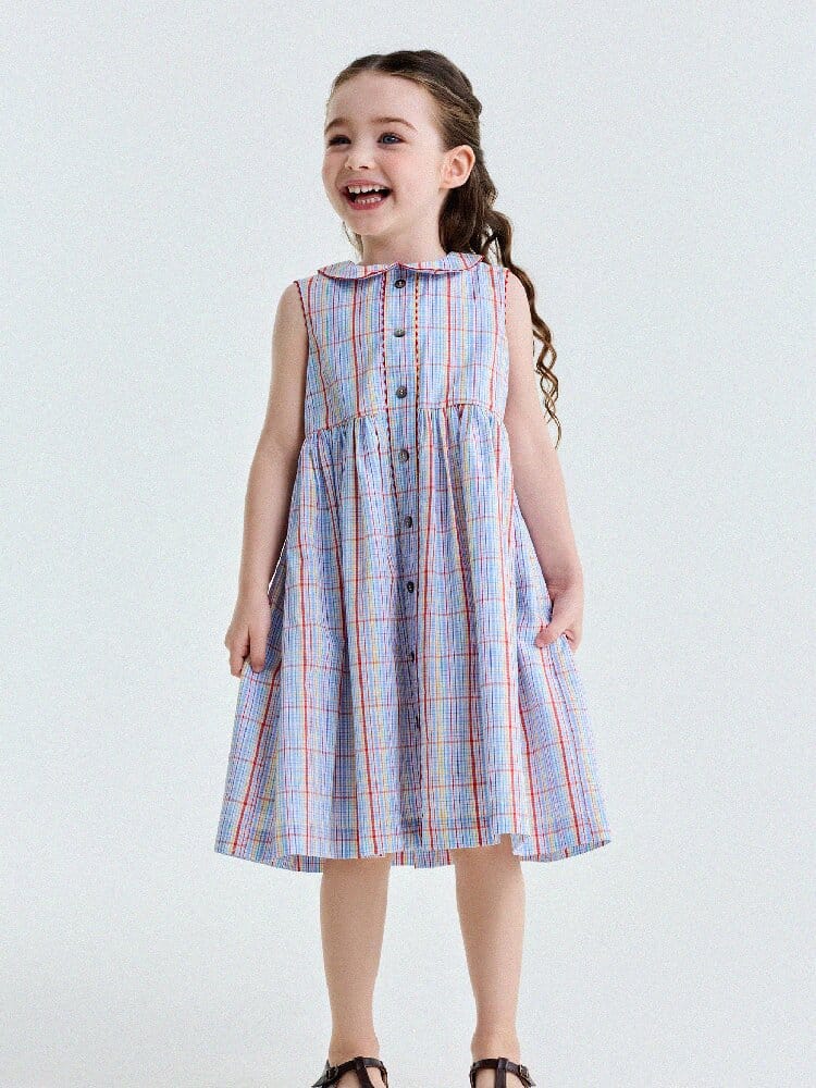 Peter Pan Collar Plaid Dress ラウンドカラー ノースリーブワンピース【mh0013177】 yunerma ノースリーブワンピース