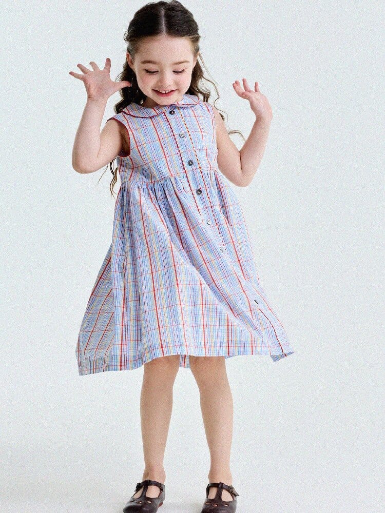 Peter Pan Collar Plaid Dress ラウンドカラー ノースリーブワンピース【mh0013177】 yunerma ノースリーブワンピース
