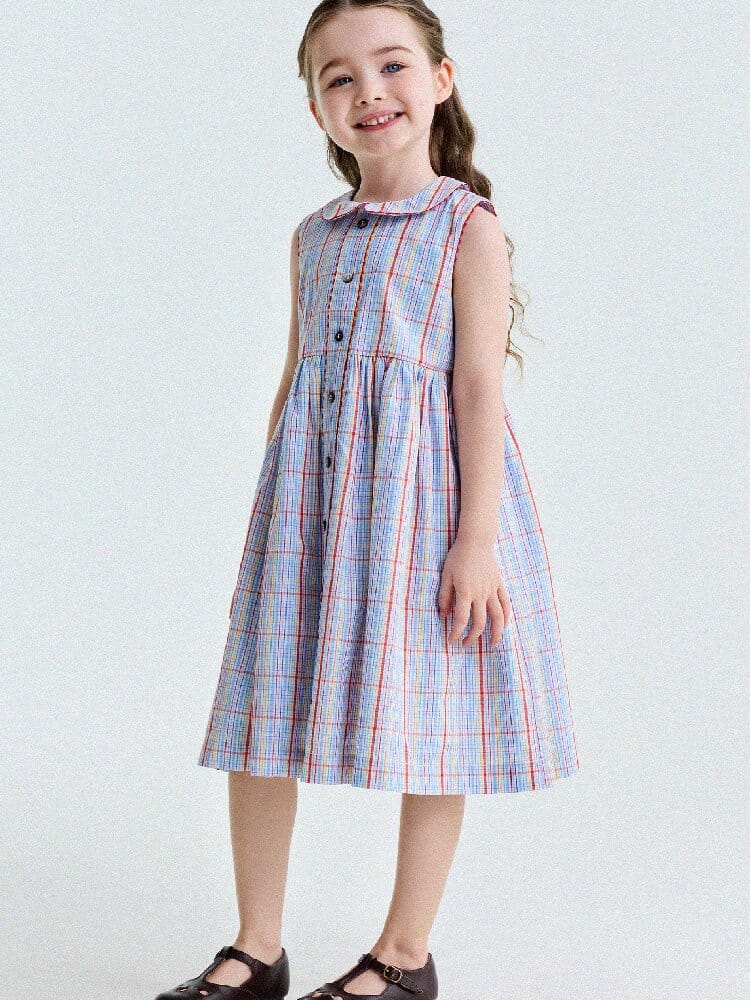 Peter Pan Collar Plaid Dress ラウンドカラー ノースリーブワンピース【mh0013177】 yunerma ノースリーブワンピース