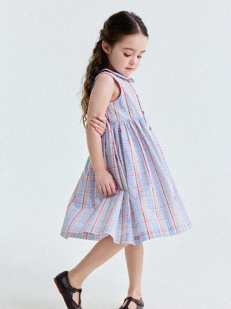 Peter Pan Collar Plaid Dress ラウンドカラー ノースリーブワンピース【mh0013177】 yunerma ノースリーブワンピース