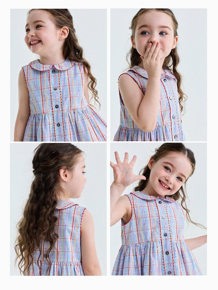 Peter Pan Collar Plaid Dress ラウンドカラー ノースリーブワンピース【mh0013177】 yunerma ノースリーブワンピース
